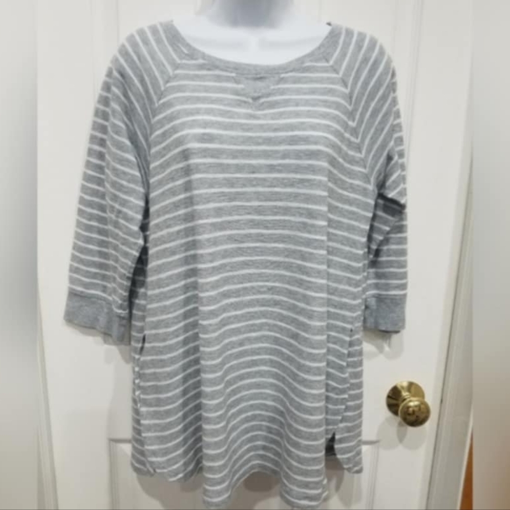 Calvin Klein Gray Striped Women's Top